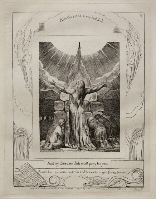 William Blake. Job’s Sacrifice, from Illustrations of the Book of Job, 1825 (published 1826) Engraving on India paper chine collé on wove paper. Jansma Collection, Grand Rapids Art Museum, 2014.1s
